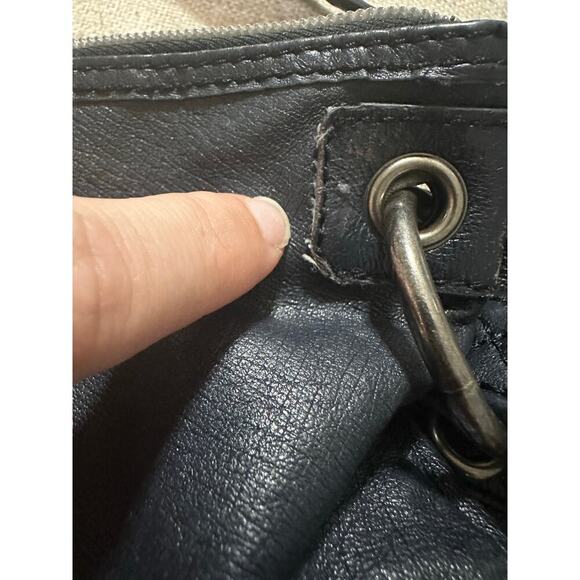 The Sak Black Leather Crossbody Purse Hobo Western Adjustable Strap Biker Zipper - Picture 12 of 13